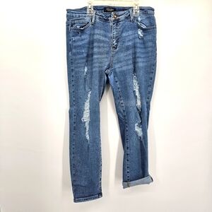 Judy Blue relaxed straight fit distressed jeans women's size 15 (32)